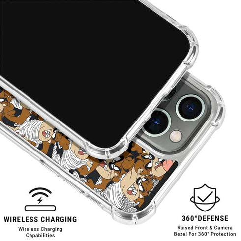 Looney Tunes Taz Super Sized Pattern iPhone 16 Pro Clear Case